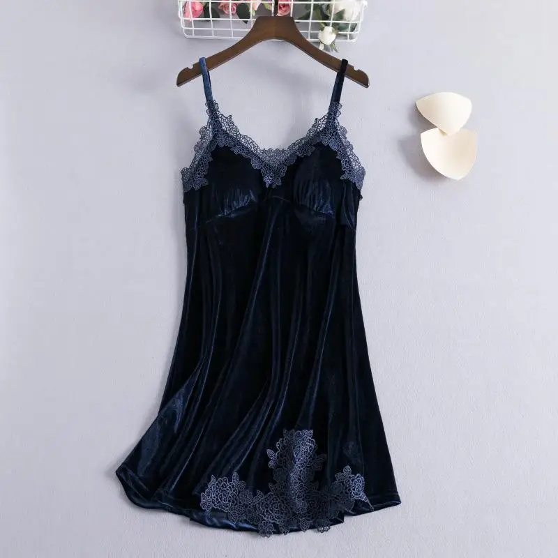 Navy Blue Бургундия 2 шт. юная леди велюровый Халат набор осень зима пижамы домашний халат бархат кимоно халат ночная рубашка - Цвет: Navy Blue