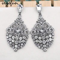 veyofun vintage full rhinestone big drop earrings luxury party dangle earrings jewelry for woman high quality gift wholesale