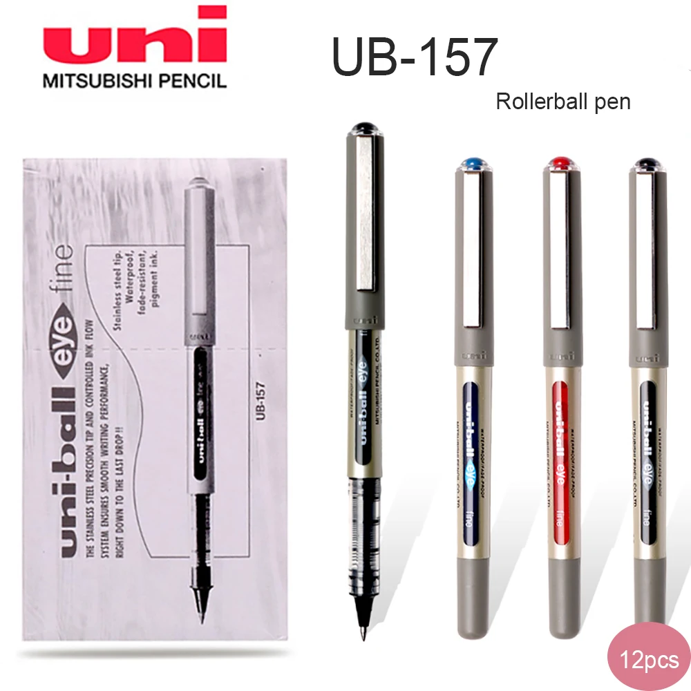 

12pcs/UNI UB-157 Rollerball Pen, 0.7mm Straight Liquid Waterproof Gel Pen, Student Office Business Sign Pen