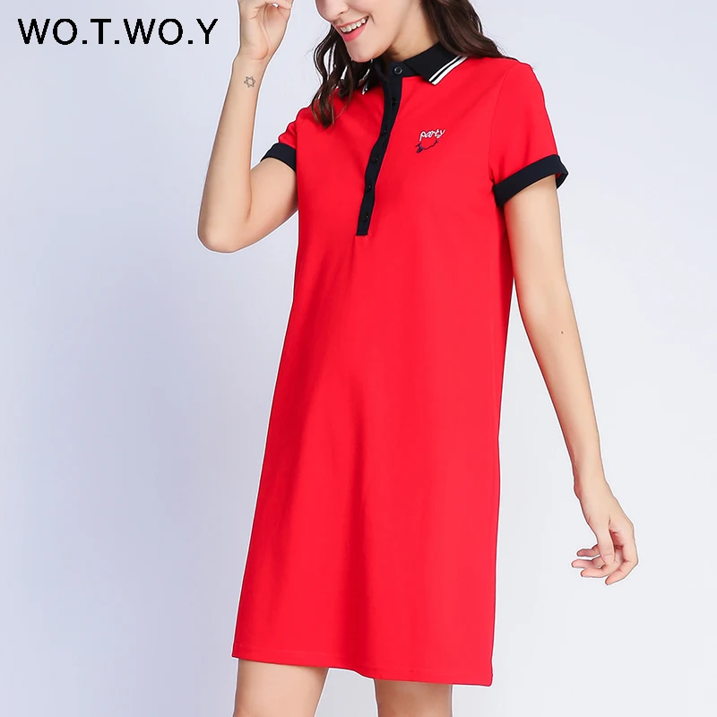 WOTWOY летнее платье-поло с вышивкой черное платье размера плюс до середины икры