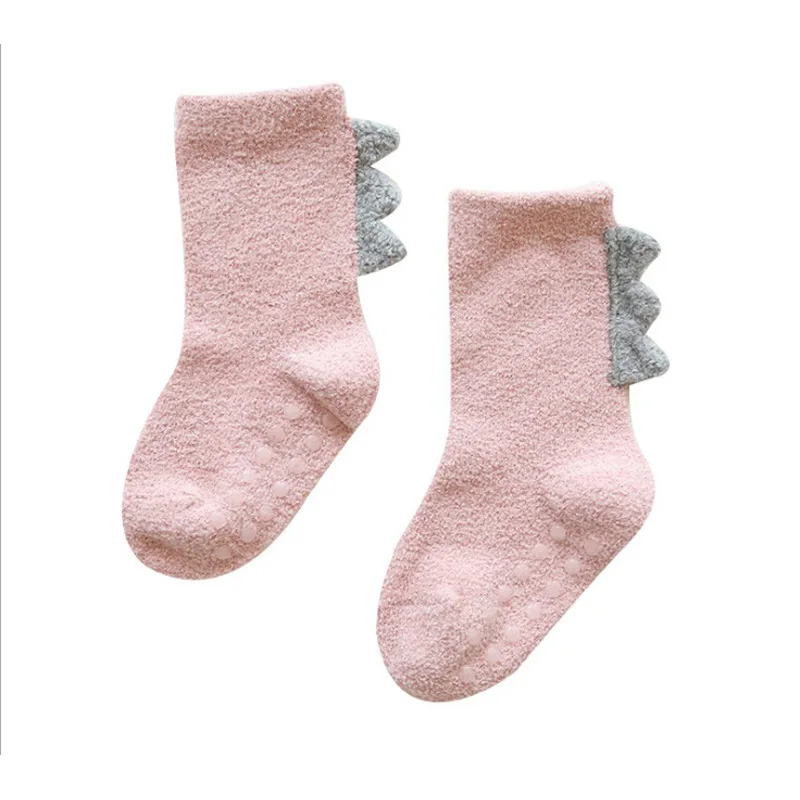 Free Shipping winter Cotton Baby Non-slip Children Coral velvet thickening Girl Boy Dinosaur Socks 3pair/lot 0-5y Unisex |