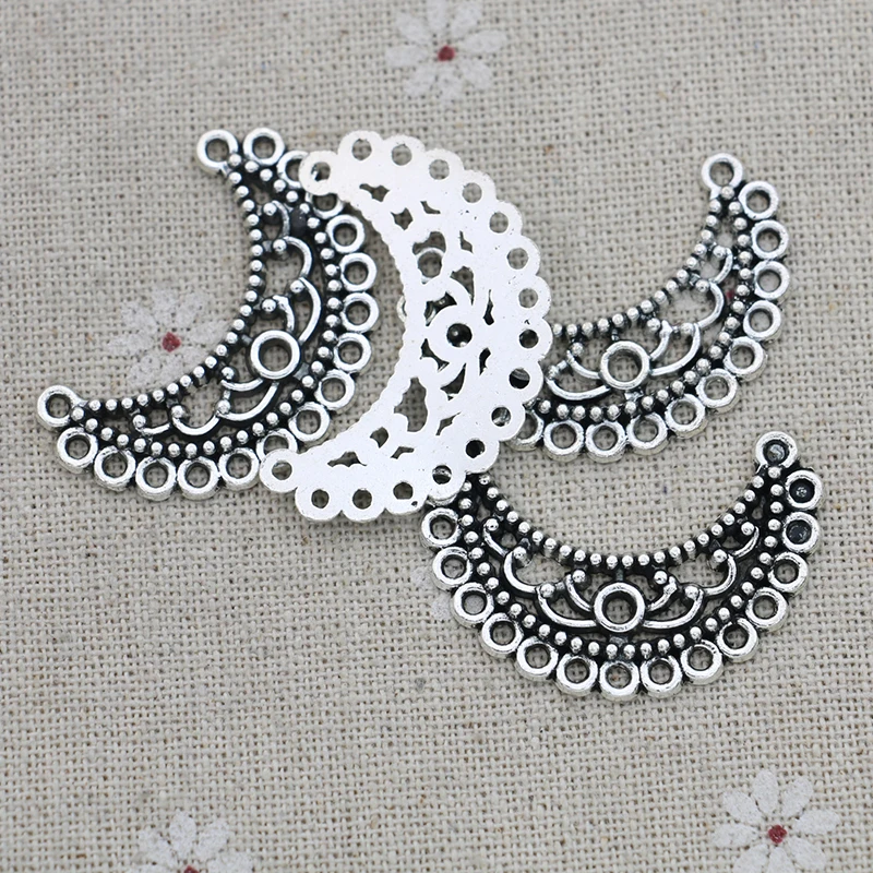 JAKONGO Antique Silver Plated Moon Connectors for Making Bracelet Handmade DIY Jewelry Accessories 35x24mm 10pcs | Украшения и