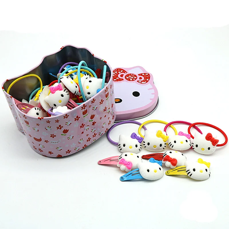 Hello Clips Band Hello kitty Аксессуары для волос Набор заколки для волос эластичные ленты для волос Детские Девочки ожерелья, браслеты, ювелирные изделия подарки на Рождество и день рождения - Цвет: Hello Clips Band