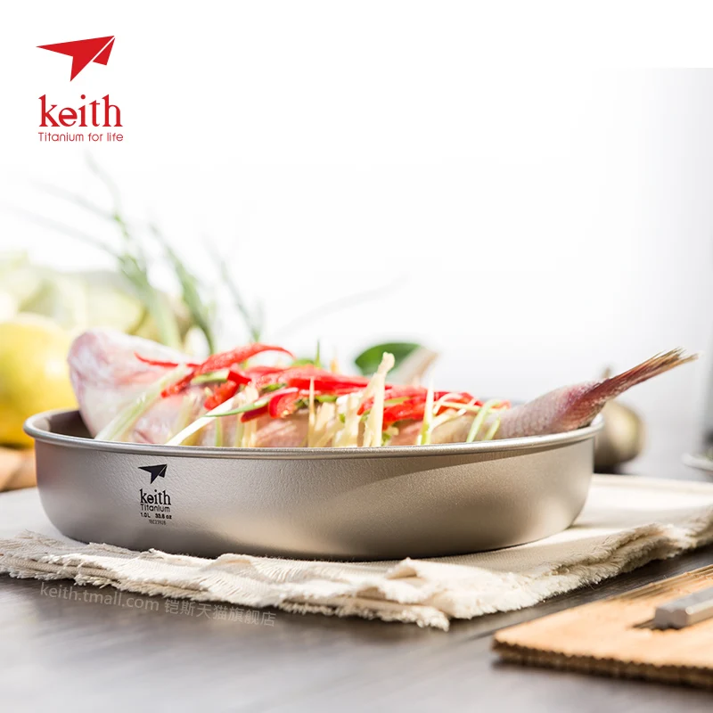 

Keith 1L Large Titanium Dish Saucer Outdoor Tableware Camping Plates Cutlery Steaming Dishes For Hiking BBQ Travel