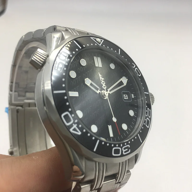 007 автоматические механические часы с черным циферблатом мужские керамические