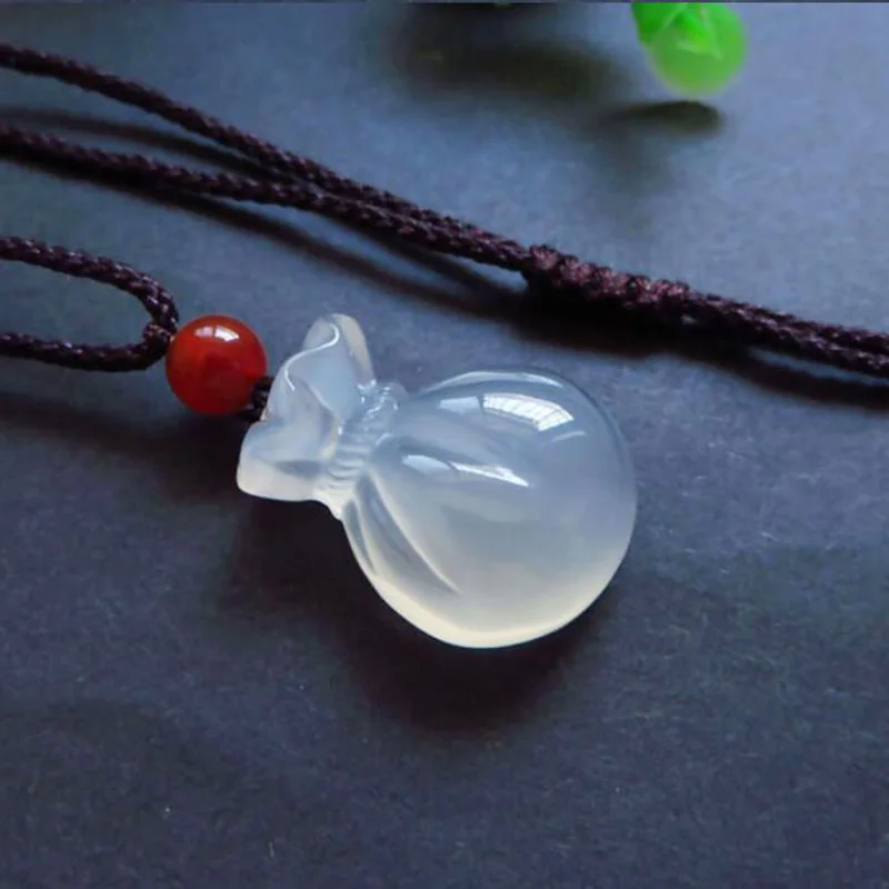 Подвеска из натурального агата халцедона с сумкой удачи ювелирные изделия