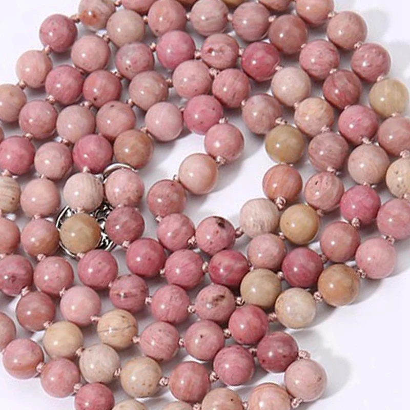 

Beads Necklace,Semi-precious Stones Meditation Necklace,Handmade Natural Stone Beaded Tassel Necklace