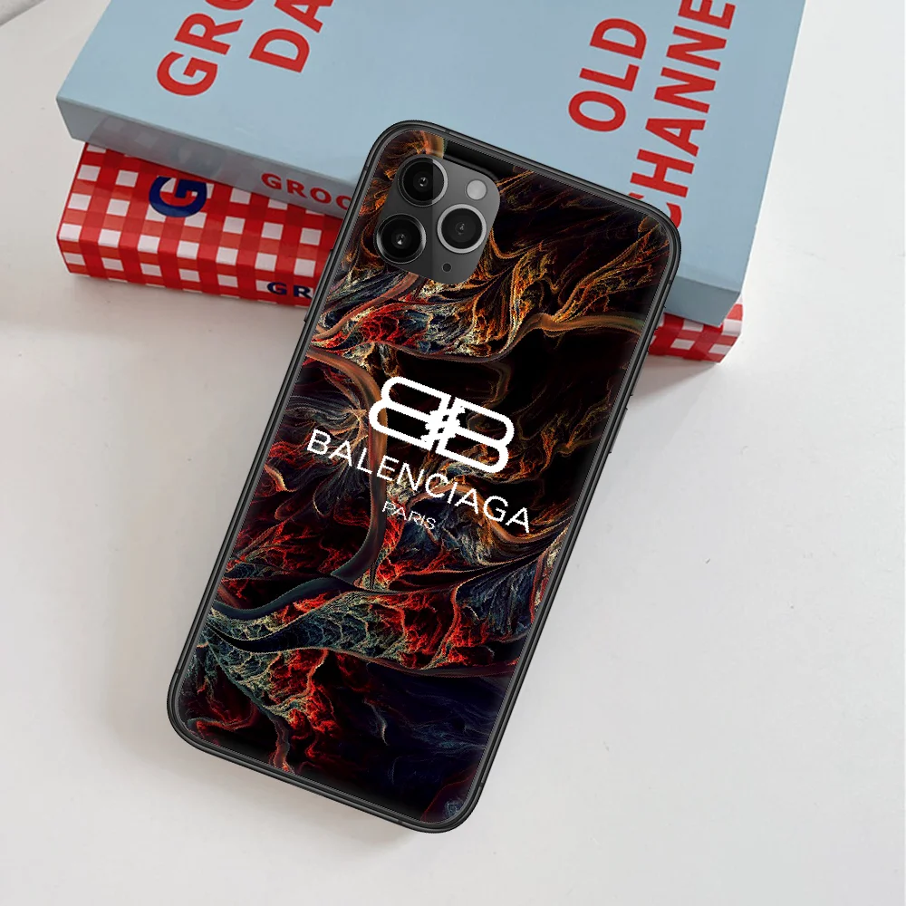 

French Luxury Fashion Brand Phone Case For IPhone 4 4s 5 5S SE 5C 6 6S 7 8 Plus X XS XR 11 12 Mini Pro Max 2020 black Coque Soft