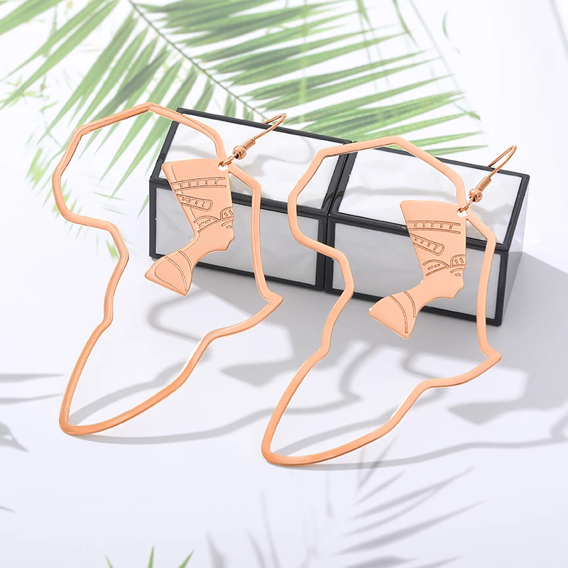 Серьги-кольца в виде Африканской карты ювелирные изделия нигерийском стиле из