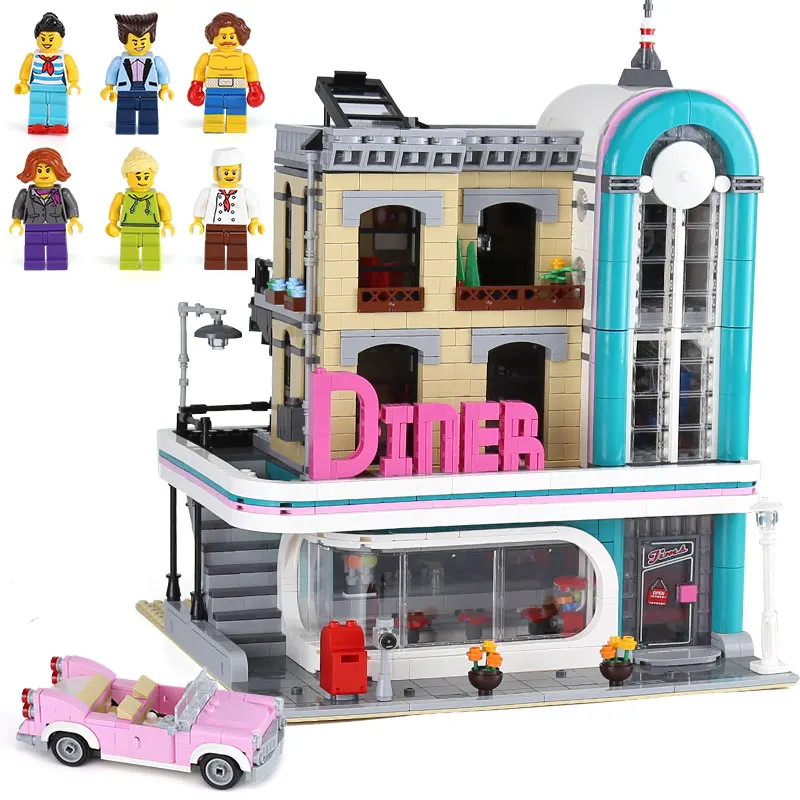 10260 2480PCS DHL 15037 уличное здание серии 10260 MOC центр Закусочная Сборка строительные блоки кирпичи со светом рождественские подарки Детские игрушки - Цвет: 10260 2480PCS