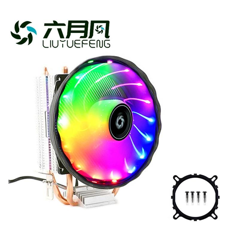 

LIUYUEFENG 2 Heatpipes Double Tower RGB Cpu Radiator Cooler 120MM 3Pin Fan 775 1150 1155 1366 1356 AM3 AM4 2011 PC Heat Sink