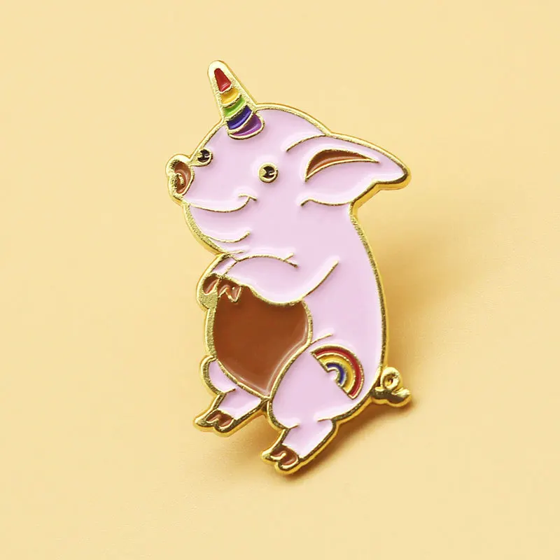 

Dear-you Cute Rainbow Unicorn Brooch Creative Animal Piggy Cartoon Badge Backpack Decoration Accessories