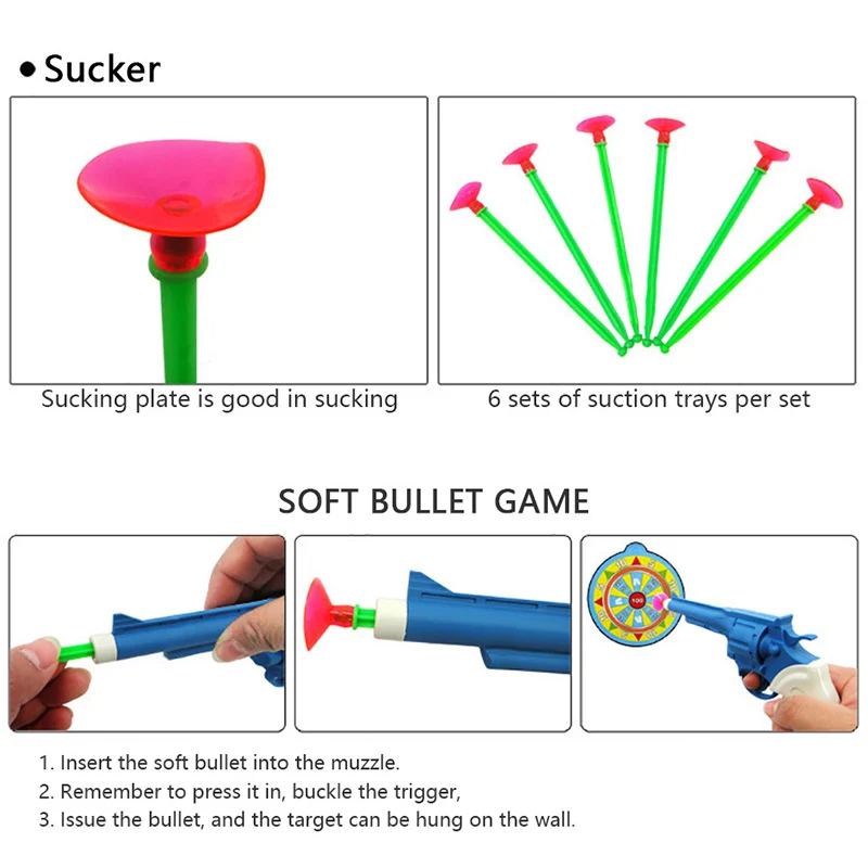 2 шт. спортивный пистолет шутер 6 туров мягкие пули игрушечный пластиковые
