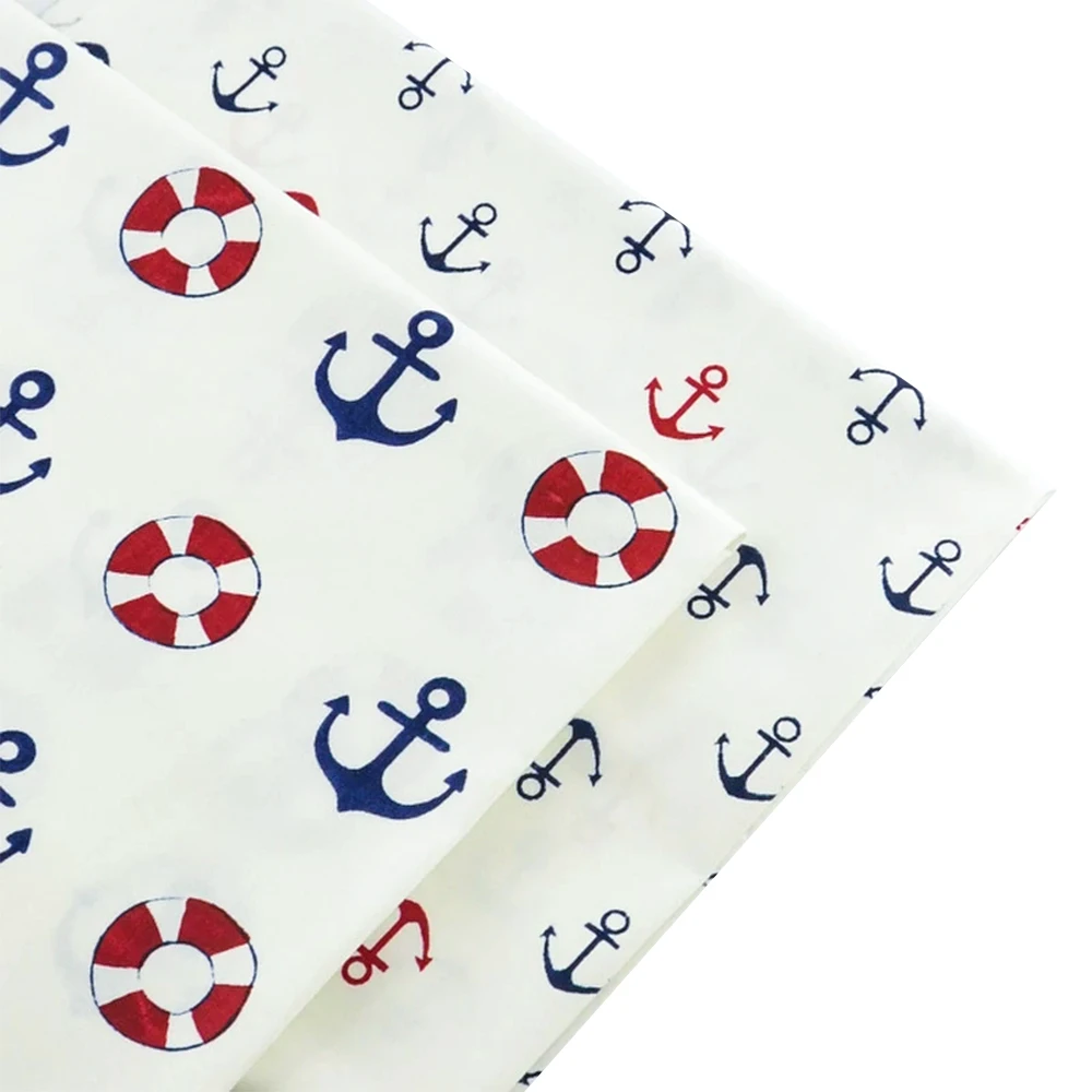 Хлопчатобумажная стеганая ткань 2 шт./лот с принтом якоря Белого моря 40x50 см Telas De