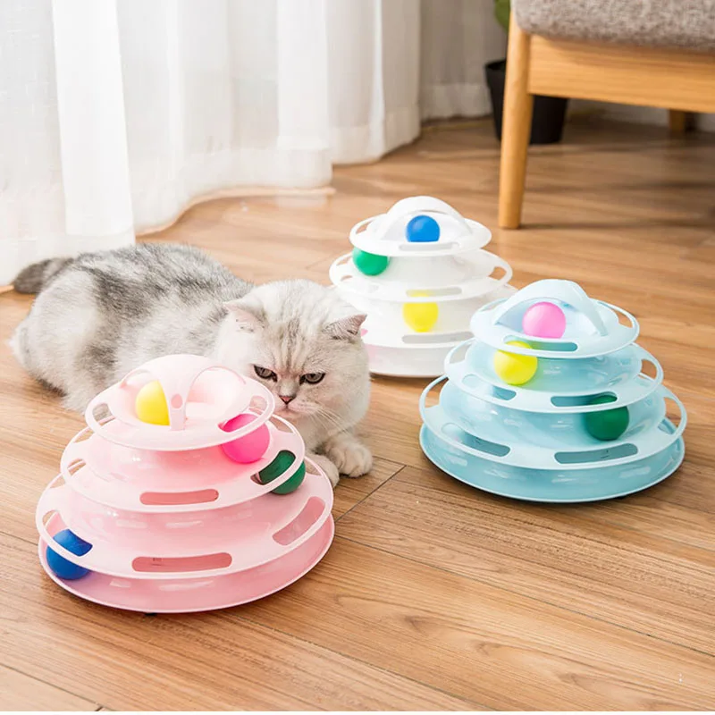 

Cat Toy Tower Track Pet Toys Three Levels Funny Playing Kitten Training Amusement Ball Interactive Toys Puppy Products