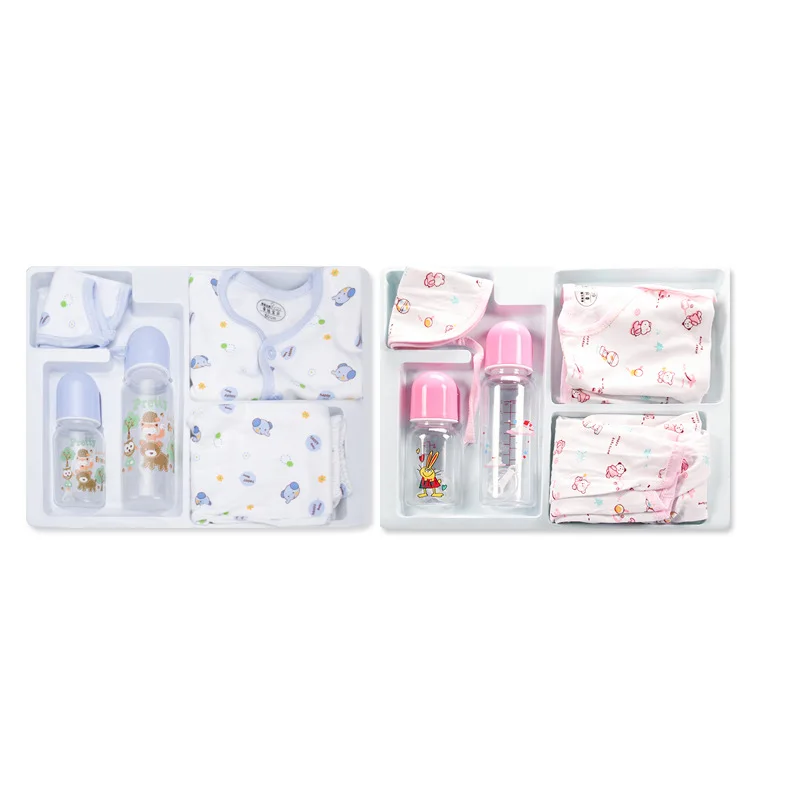 Baby Clothing Bottle Feeding Set 150/250ml PP Standard Bottle Pant Top Scarf 5 Piece Gift Box 0-3Y Newborn Baby Accessories enlarge