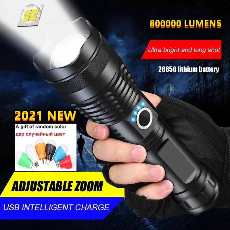 

2021 Powerful LED P50 USB Rechargeable Mini Outdoor Tactical Hunting Flashlight Police Intelligent Waterproof Torch Lantern Zoom