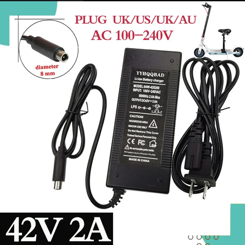 

42V 2A Scooter charger Battery Charger Power Supply Adapters Use For Xiaomi Mijia M365 Electric Scooter Skateboard EU/AU/UK Plug