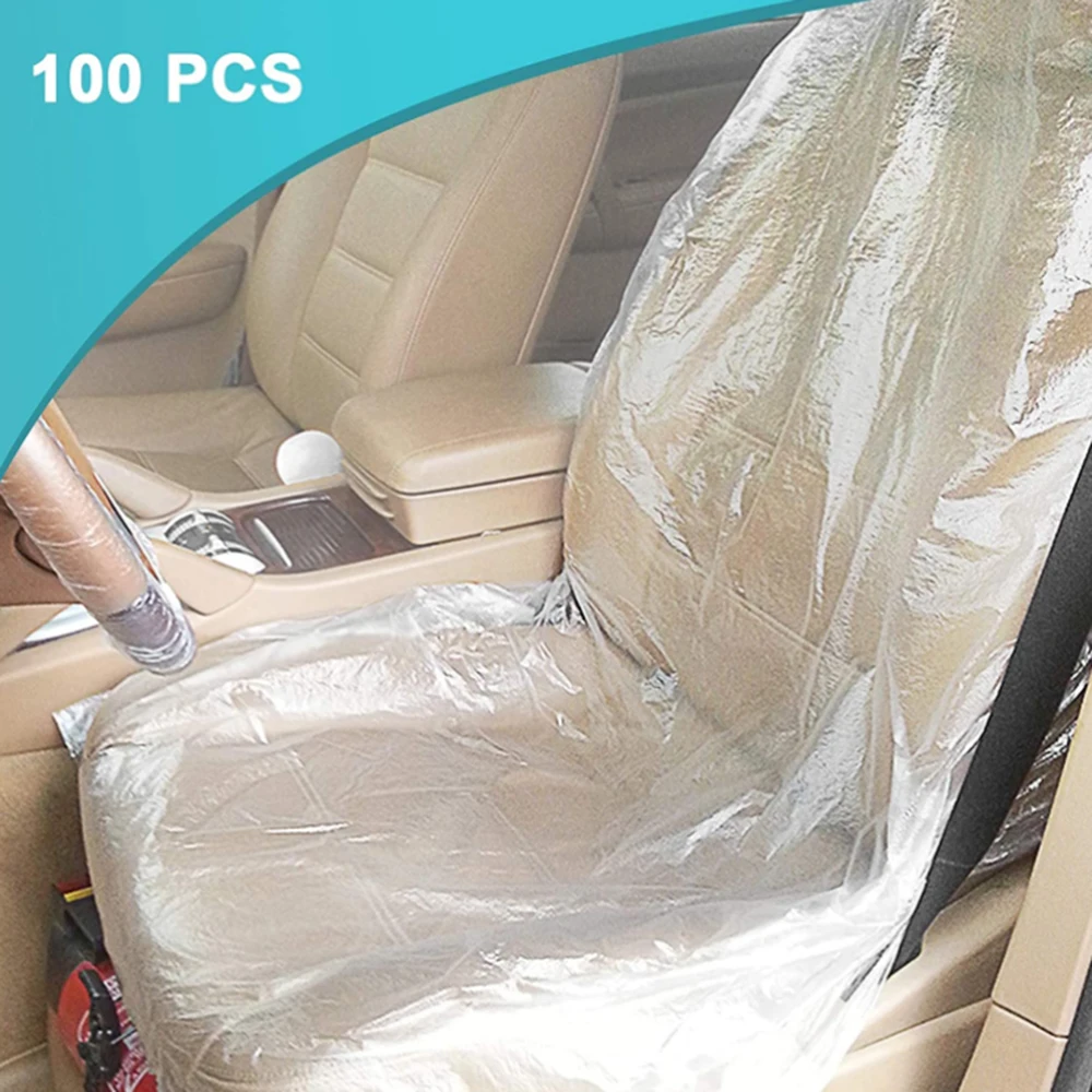 100pcsset automotive disposable plastic seat vehicle maintenance beauty disposable anti dust dirt transparent car seat cover free global shipping