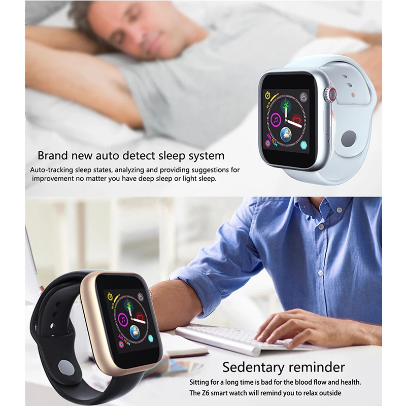 Z6 Смарт-часы для мужчин фитнес-трекер яблока умные часы телефона на Android homch Reloj
