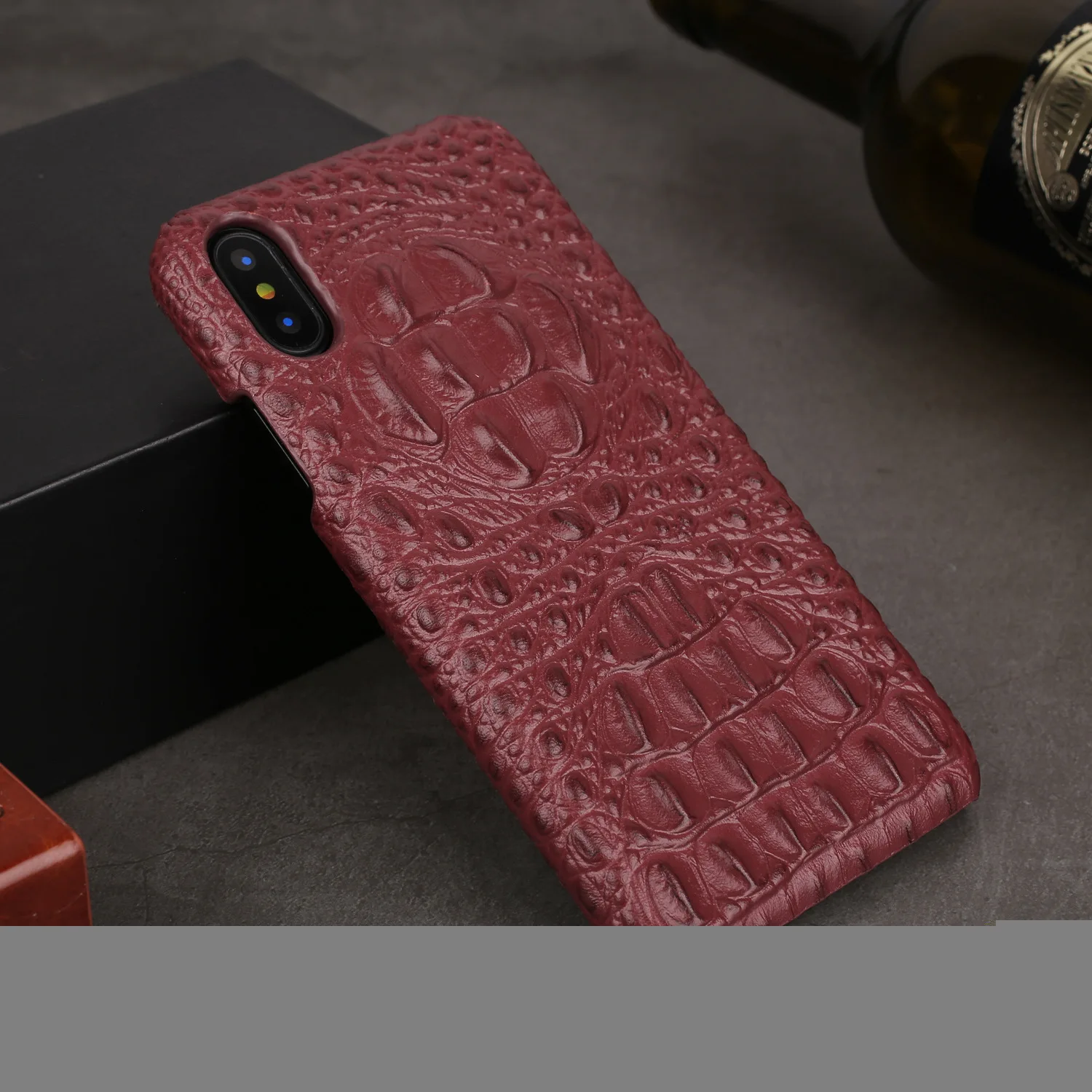 Для Iphone 11 Pro XS чехол для MAX XR чехол из натуральной кожи для IPhone X XS 6 8 7 Plus чехол задняя крышка роскошный крокодиловый Аллигатор - Цвет: Красный