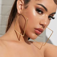 blijery trendy oversize geometric big hoop earrings for women basketball brincos exaggerated large square earrings punk jewelry