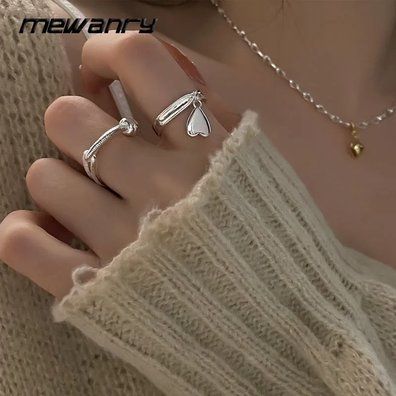 

MEWANRY 925 Sterling Silver Rings Love for Women Creative Personality Exquisite Trendy Design Sweet Chic Birthday Jewelry Gifts
