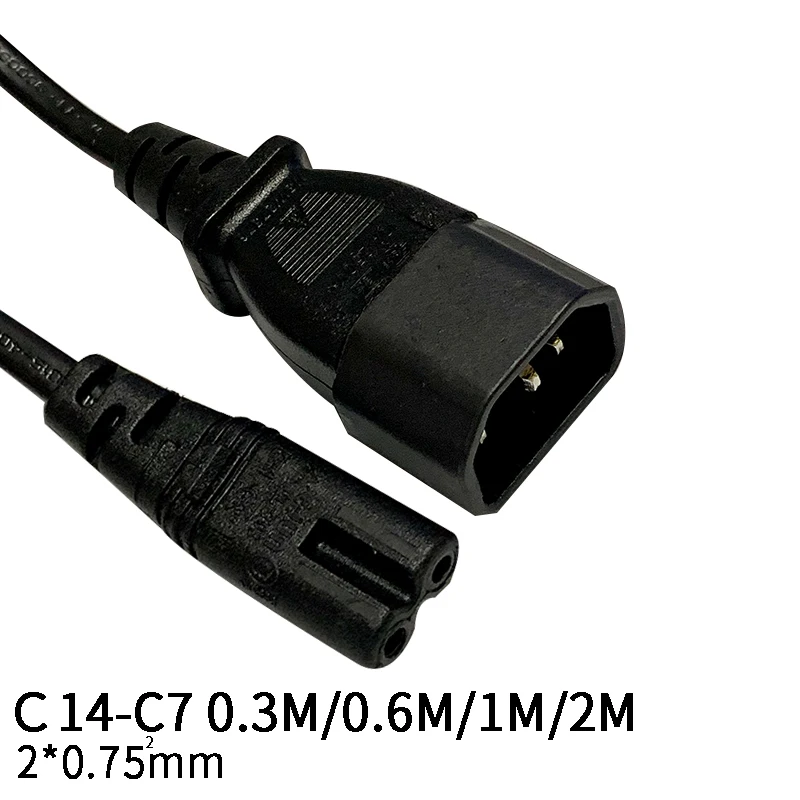 2 м 2*0 75 мм квадратный C14 C7 IEC мужчина к Женский шнура постоянного тока Мощность