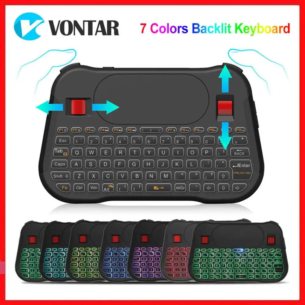 Мини 2 4G Беспроводная воздушная мышь с английской подсветкой Клавиатура Тачпад