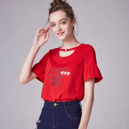 

2020 Summer Fashion red T Shirt Women Woman Tshirt