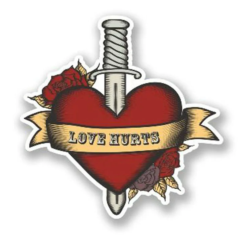

Hot Love Hurts Heart & Nife Decal Car Window Bumper Trunk Decal Vinyl Waterproof Car Stickers Suv Car Decals KK13*11cm