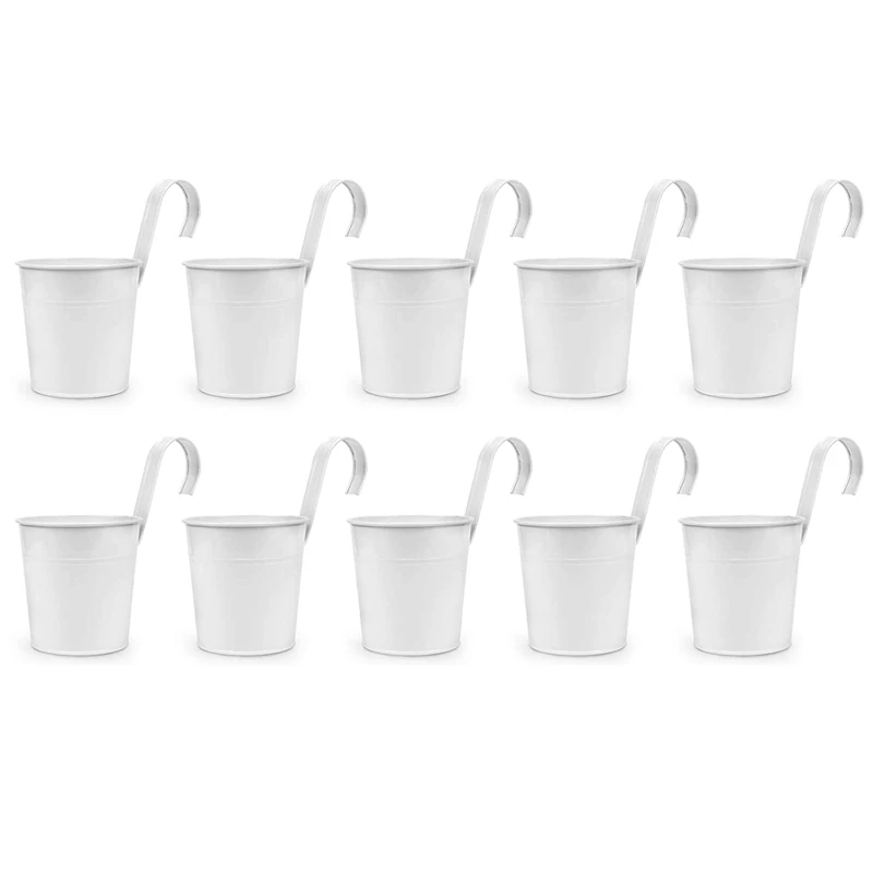 

10Pcs Hanging Flower Pots, Wall Planter Indoor/Outdoor for Railing Fence Balcony Garden Home Decoration with Detachable