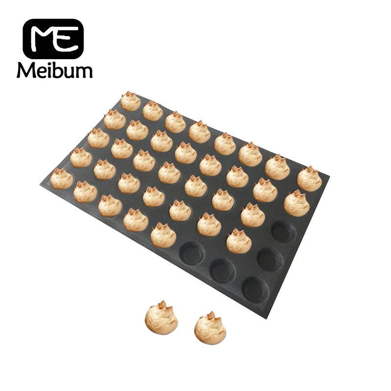 

Meibum 40 Cavity Pizza Round Bread Tray Non Stick Egg Tart Cookie Muffin Bun Bake Mold Black Porous Glass Fiber Silicone Mould