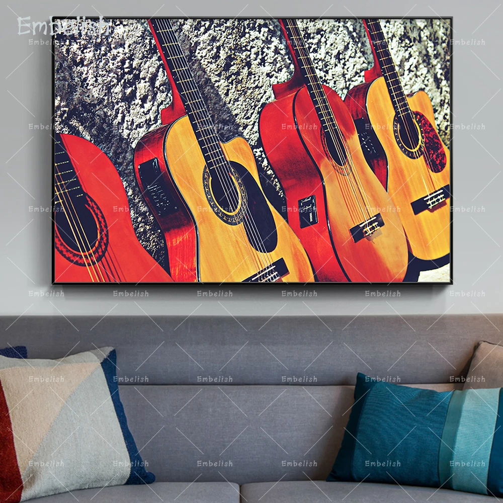 

Embelish 1 Pieces Hot Guitar Musical Instruments Wall Posters For Bar Home Decor HD Print Canvas Paintings Bedroom Pictures