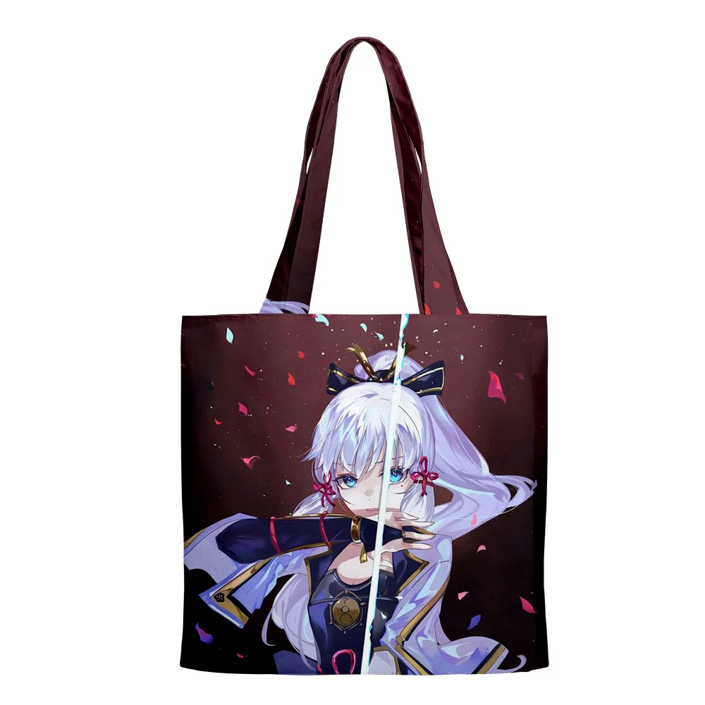 

Kawaii Genshin Impact Kamisato Ayaka Tote Bag Unisex Travel Shoulder Bag Women Reusable Foldable Shopping Hand Bags Streetwewar