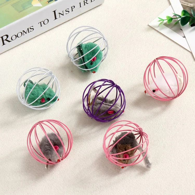 

1PC Interactive Scratch Ball Cat Toy Simulated Mouse Rat Mice Cage Sound Paper Caged Colorful Kitten Teaser Pet Animal Supplies