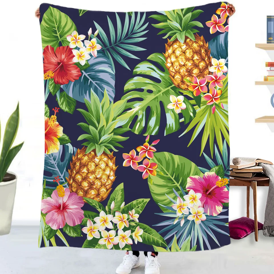 

Palm Leaf Flannel Throw Blanket Bed Quilt Bedspread Thicken Blanket and Warm Sofa Cover for Home Camping Mat All Season