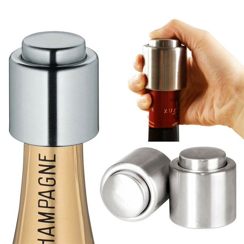 

Stainless Steel Wine Bottle Stopper Reusable Vacuum Sealed Metal Cap Champagne