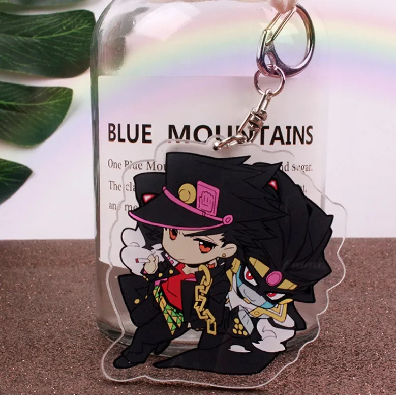 as pictured Anime JoJos Bizarre Adventure Golden Wind Kujo Jotaro Acrylic Figure keychain Keyring Decoration Collection Model Toy Cosplay - Color: as pictured