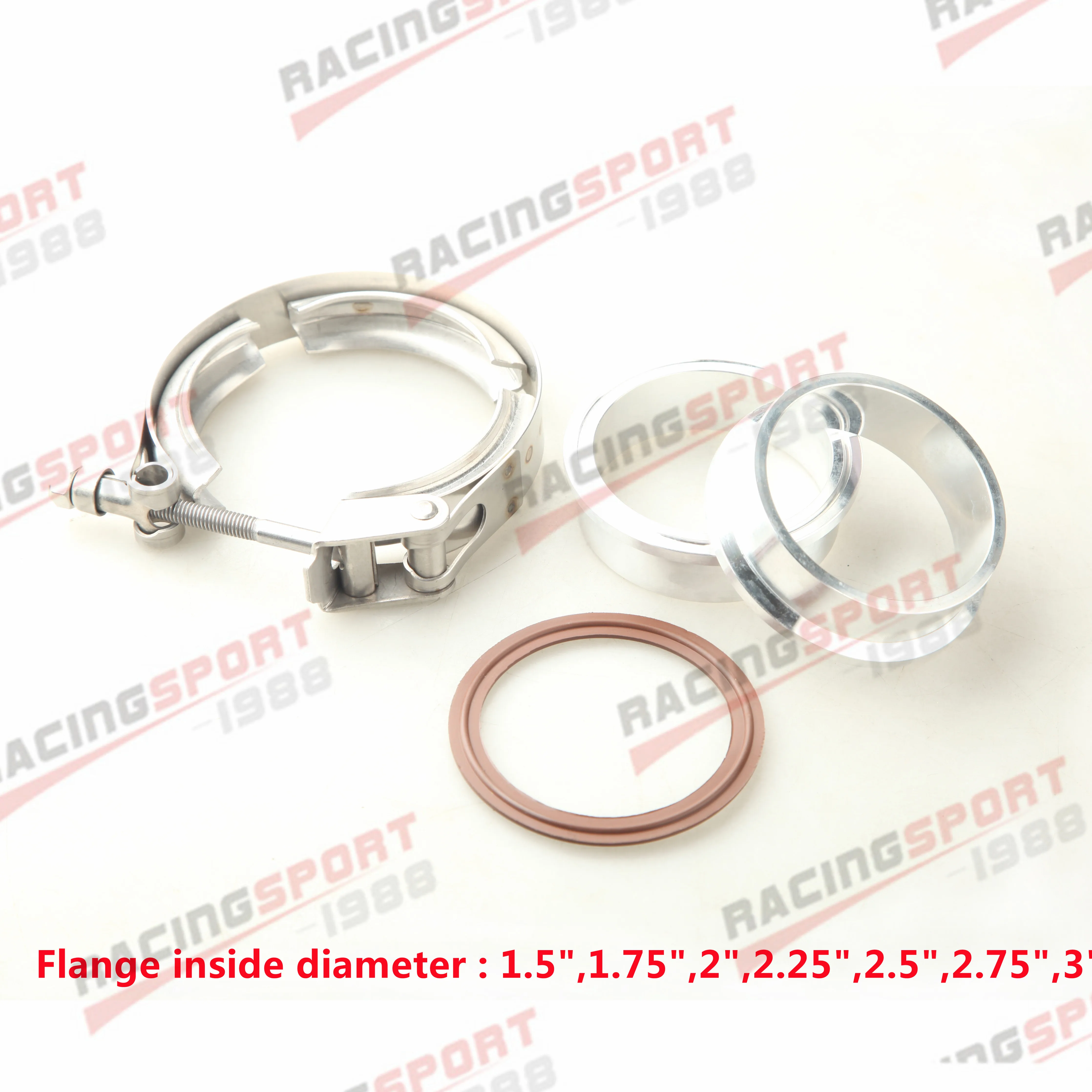 

1.5", 1.75", 2", 2.25", 2.5", 2.75", 3" SS V-Band Quick Release Clamp & Aluminum Flange Turbo Exhaust Downpipe