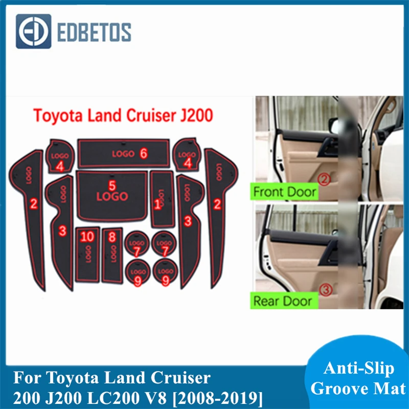 Автомобильный нескользящий коврик для подстаканника дверных ворот Toyota Land Cruiser 200
