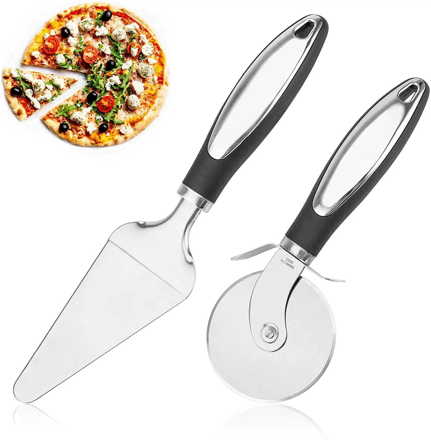 

Нож-Лопатка для пиццы, нескользящий слайсер для торта, теста, печенья, нержавеющая сталь