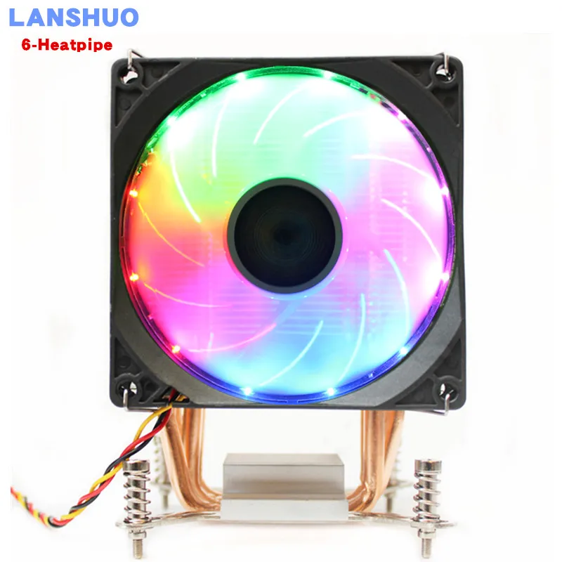 Кулер для процессора со светодиодной подсветкой RGB 3/4 контакта 6 тепловая трубка 12