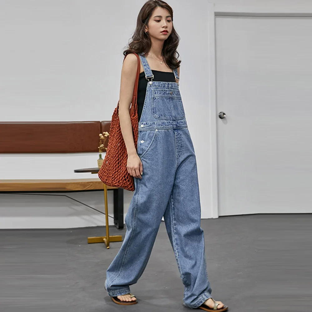 Женские широкие брюки, прямые свободные широкие джинсовые комбинезоны, комбинезоны, уличная одежда, повседневные тонкие комбинезоны в япон... от AliExpress RU&CIS NEW