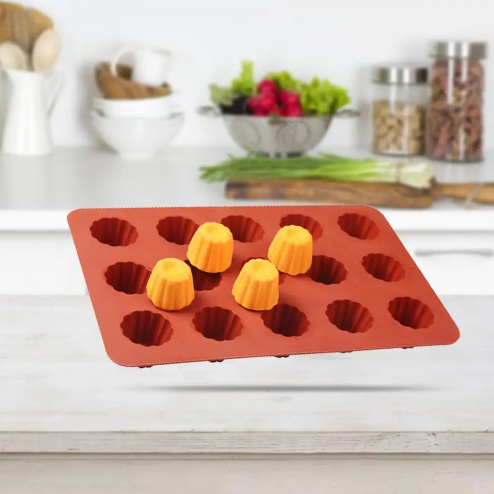 

Simple Durable 15 Cavities Silicone Mold Cake Pastry Baking Mould Premium Silicone Mould Easy to Demold for Home