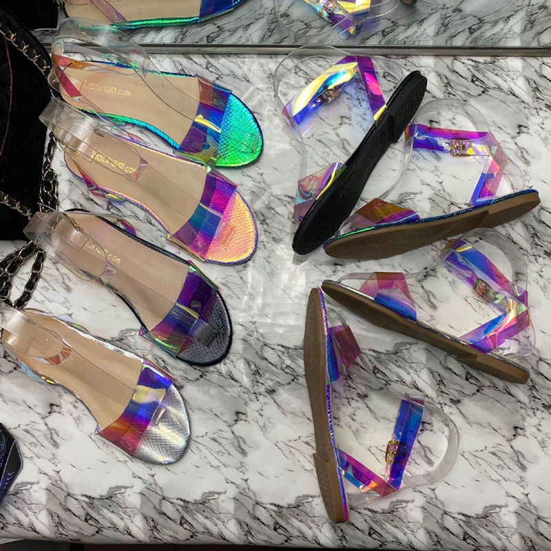 

2021 Summer New Women's Sandals Fashion Flat Magic Color Outdoor Women's Shoes Plus Size 41
