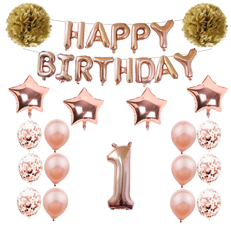 Набор для розовые и золотые воздушные шары ZLJQ украшения дня рождения 20 30 40 50 60 70 80