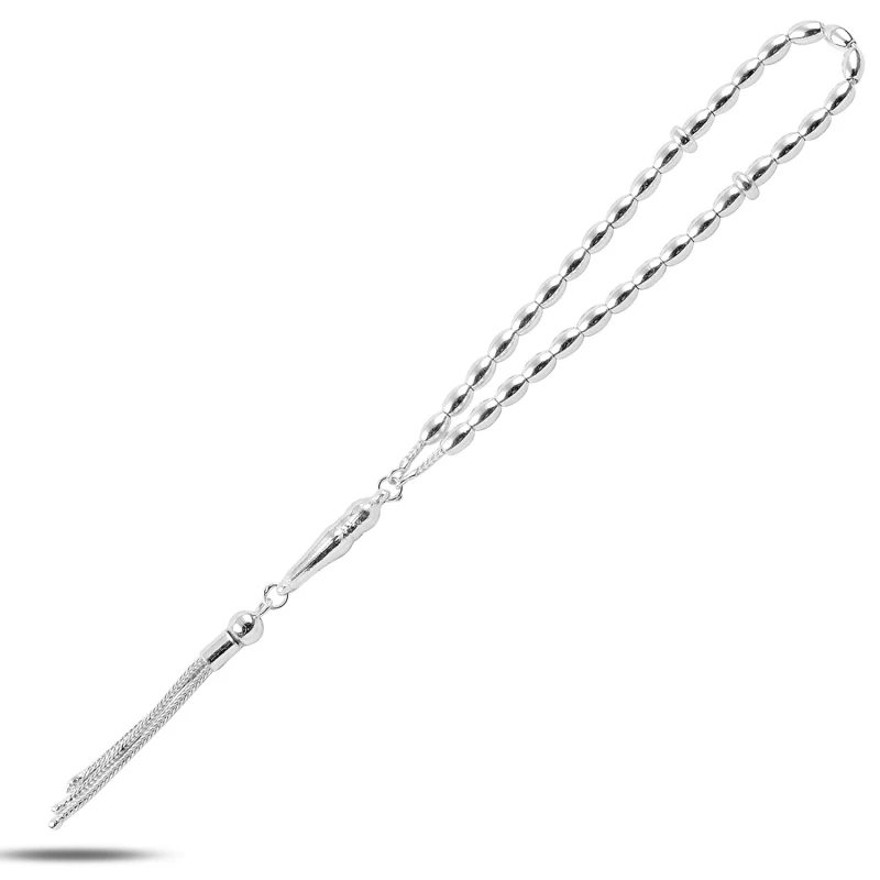 

Silver 925 Sterling 4mm 33lü Long Barley Rosary