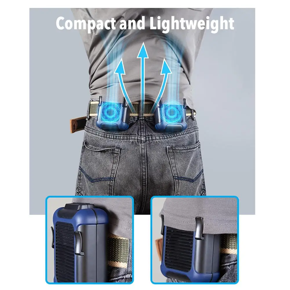 

USB Rechargeable Summer Mini Fan Clip-on Hanging Waist Fan Lightweight Portable Adjustable Hanging Neck Lazy Outdoor Fan