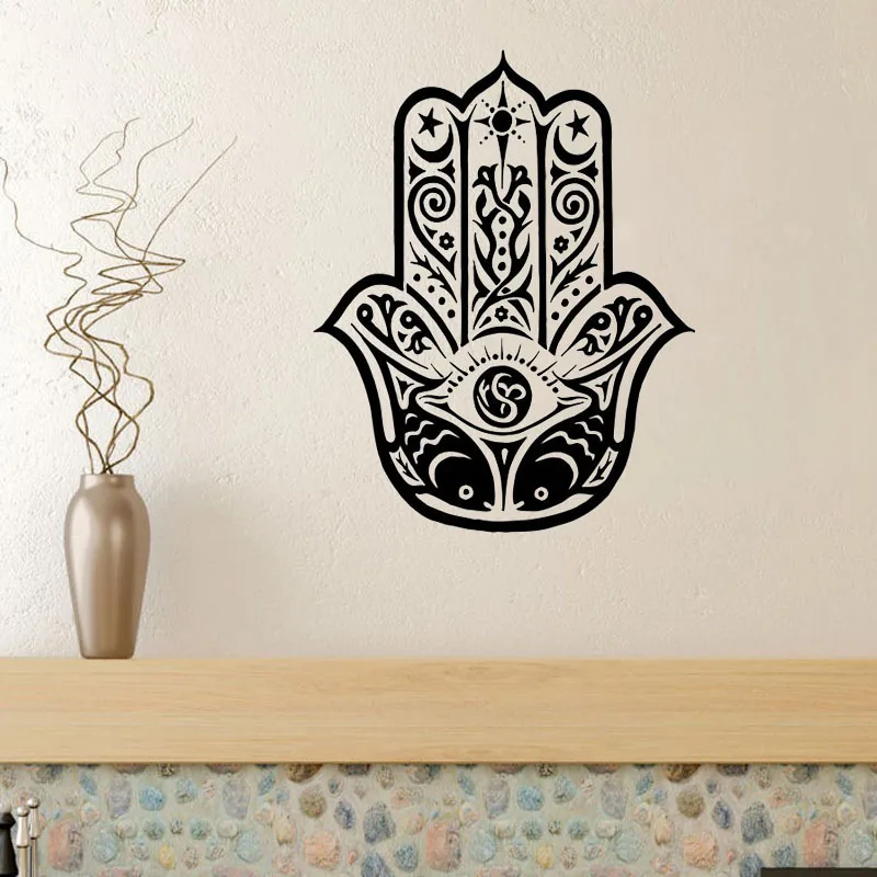 Хамса ручная Настенная Наклейка Фатима Йога Индийский Будда домашний Декор